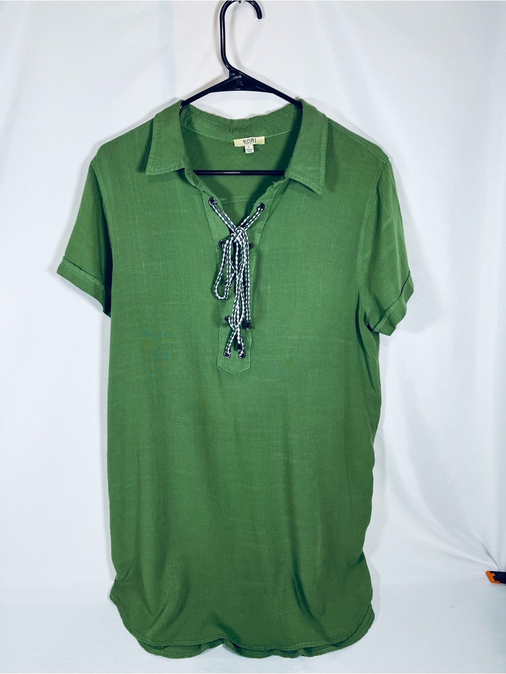 Kori Green Lace-Up Polo Shirt for Men